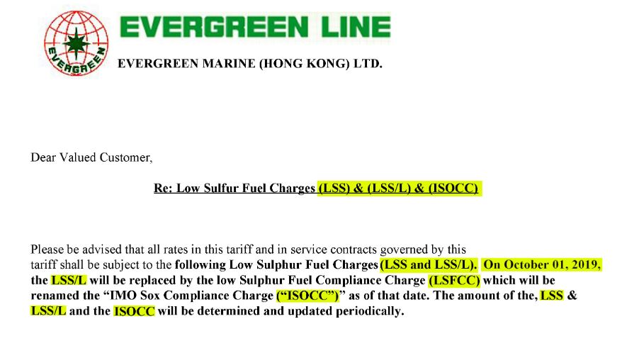 Evergreen Lo-sulfur fuel memo