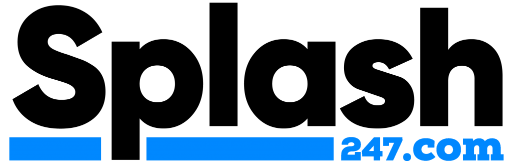 Logo of Splash247, featuring the word 'Splash' in bold black letters with a blue underline and '247.com' in smaller text.